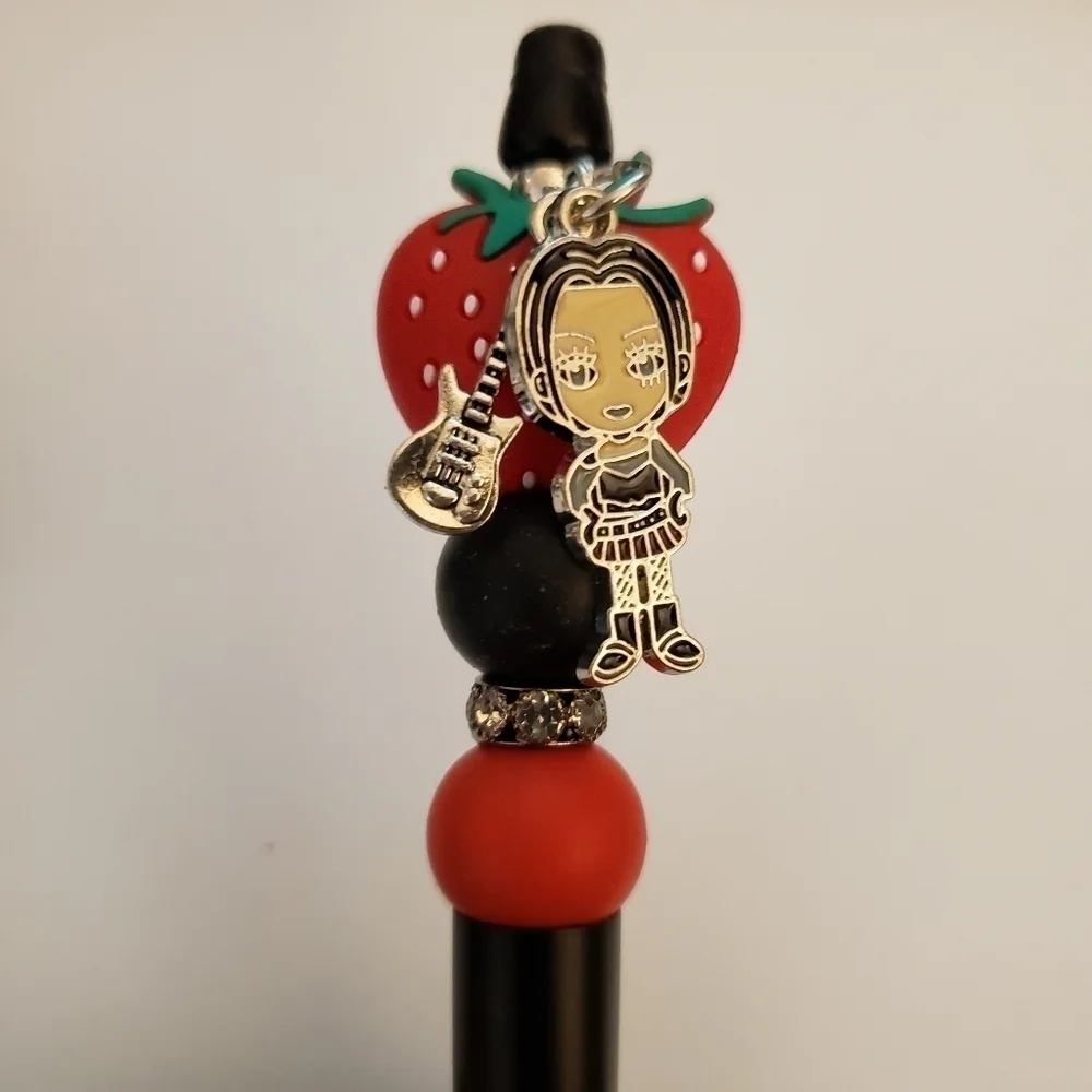 Handmade Beaded Nana Osaki Anime Strawberry Silicone Focal Bead Pen
